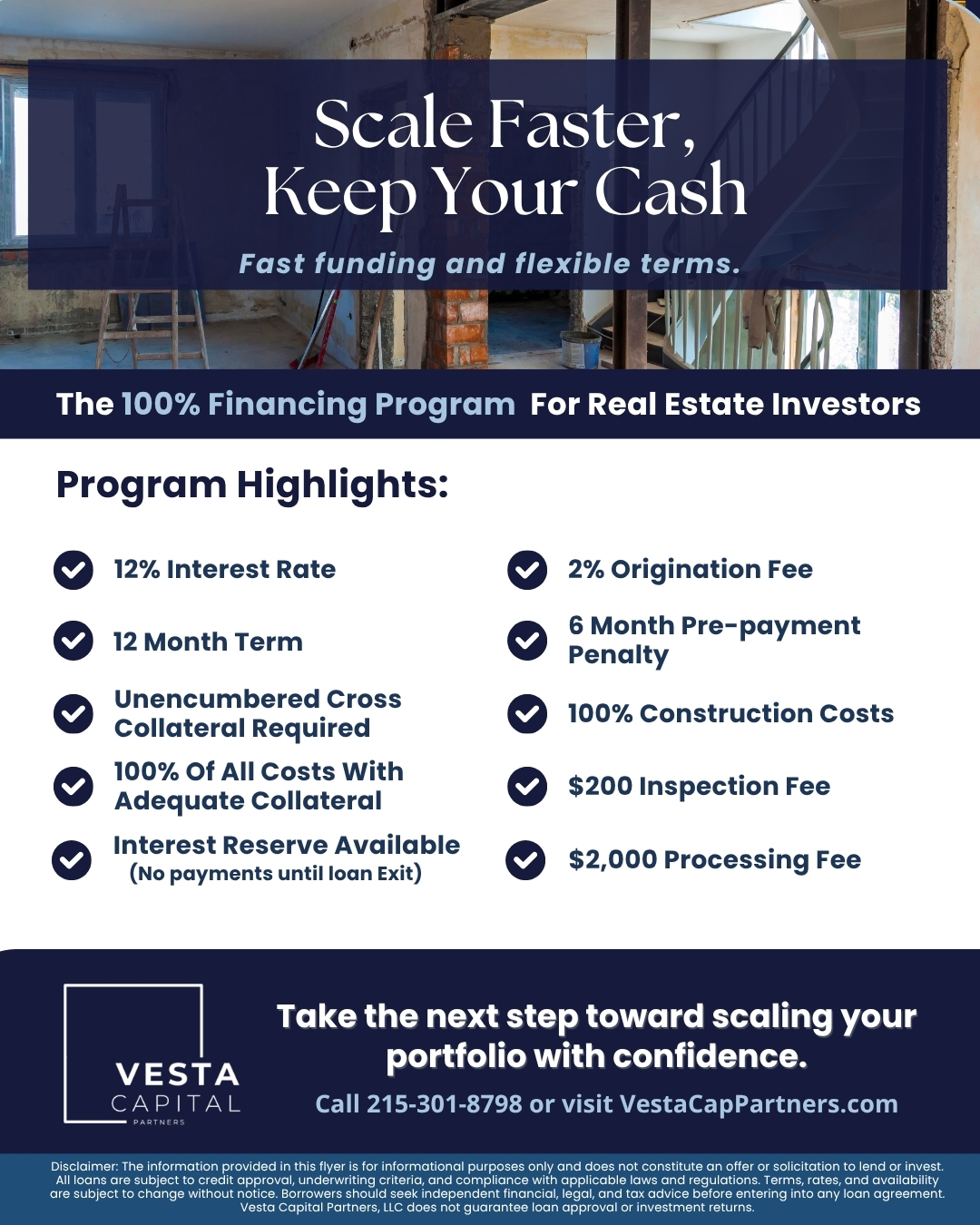 Vesta Capital Partners 100 Percent Financing Program