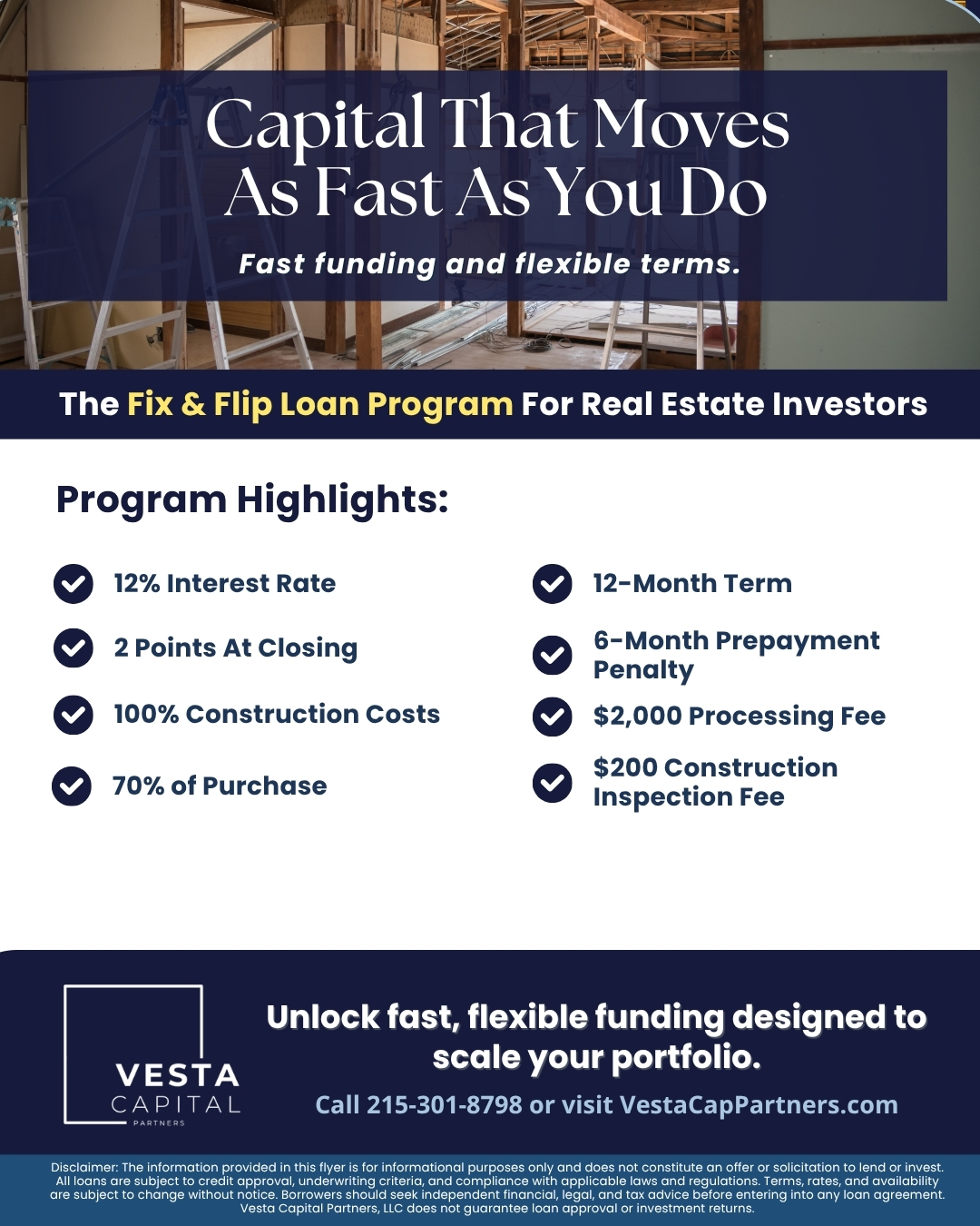 Vesta Capital Partners Fix and Flip Loan Program